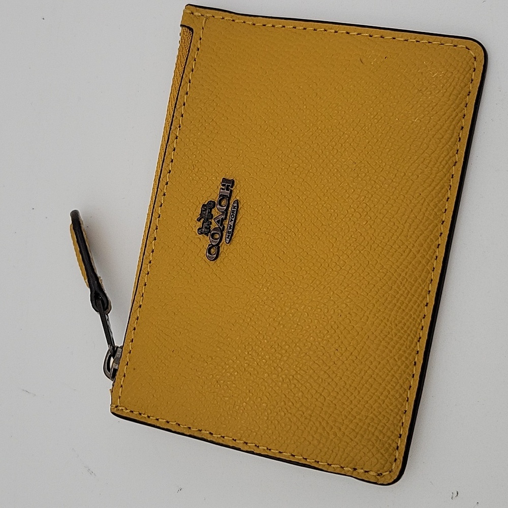 Coach Mustard Mini Skinny Leather ID Card Case